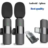 K9 Wireless Dual Microphone Professional Lapel Lavalier Microphone Remove Noise For Type C+Apple
