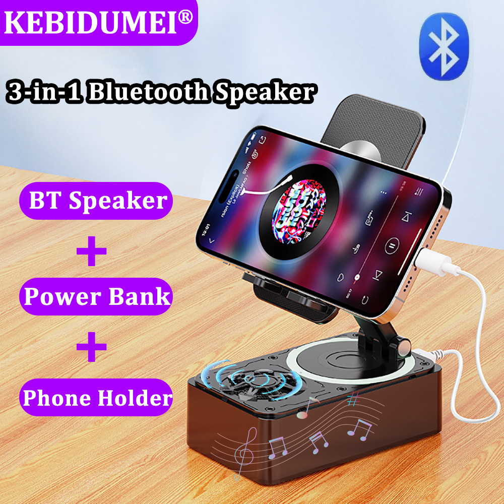 3-in-1 Bluetooth Speaker Wireless Speaker Phone Power Bank Foldable Phone Stand With Anti-Slip Pads For Video Meeting Live